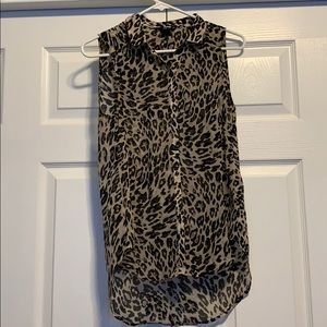 Hi lo leopard print blouse